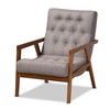 Baxton Studio Naeva Upholstered Walnut Finished Wood 2-PC Armchair and Footstool Set 160-9945-9946